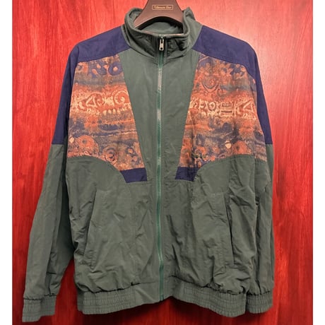 90s TREVOIS INTERNATIONAL フルジップナイロンジャケット ダークグリーン 168サイズ