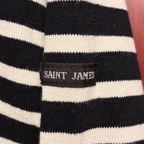 MADE IN FRANCE製 SAINT JAMES ボーダー柄 バスクシャツ ブラック×ホワイト T3-1/2/SMサイズ