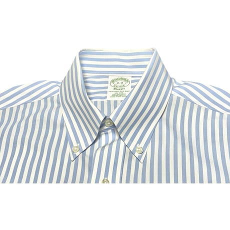 BROOKS BROTHERS スーピマコットンボタンダウン長袖シャツ サックスストライプ 15-31サイズ ノンアイロン加工