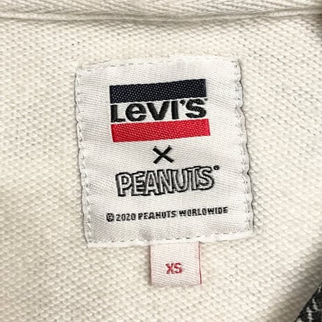 Levi's × PEANUTS SNOOPY 2020年コラボレーションモデル 総柄プルオーバーパーカー ホワイト XSサイズ