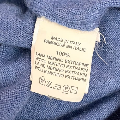 MADE IN ITALY製 BARNEYS NEWYORK ハーフジップメリノウールセーター ブルー 46サイズ
