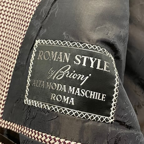 ☆タグ付き新古品☆ 極上品 MADE IN ITALY製 ROMAN STYLE by Brioni ジャガード織り シルクテーラードジャケット ブラウン 46サイズ