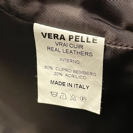 MADE IN ITALY製 Le Verseau VERA PELLE 襟付きレザージャケット ダークブラウン 38サイズ