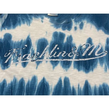 ▲訳あり商品▲ MADE IN ITALY製 FRANKLIN MARSHALL ALUMNI タイダイ染めプリントTシャツ ブルー Sサイズ