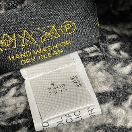 【SHIPS取り扱い】MADE IN ENGLAND製 HIGHLAND2000 アルパカ混ウールニット帽 ブラック×ホワイト Fサイズ