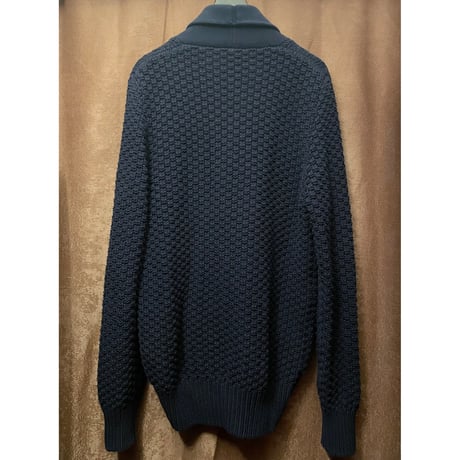 MADE IN ITALY製 altea slim fit テーラード型ニットカーディガン ネイビー Lサイズ
