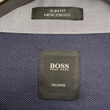 HUGO BOSS SLIM FIT 長袖ニットシャツ ネイビー Sサイズ
