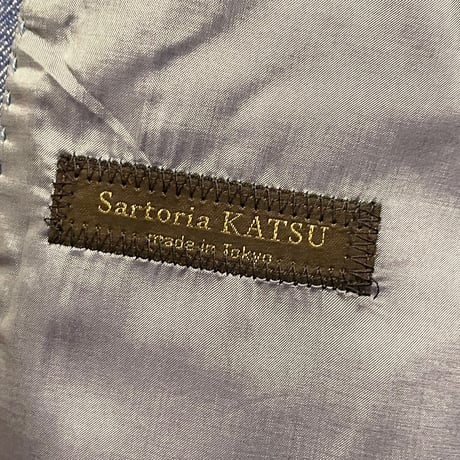 MADE IN ITALY製 Lanerie Agnona 生地使用 MADE IN JAPAN製 Sartoria KATSU ダブルテーラードジャケット ライトブルー