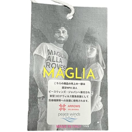 ★新品★ MADE IN ITALY製 MAGLIA 「＃ANDRA TUTTO BENE」 クルーネックプリントTシャツ ホワイト S～Mサイズ ユニセックス