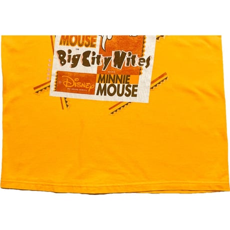 MADE IN USA製 90s Velva Sheen × Disney ミッキー&ミニーマウス プリントTシャツ イエロー Mサイズ