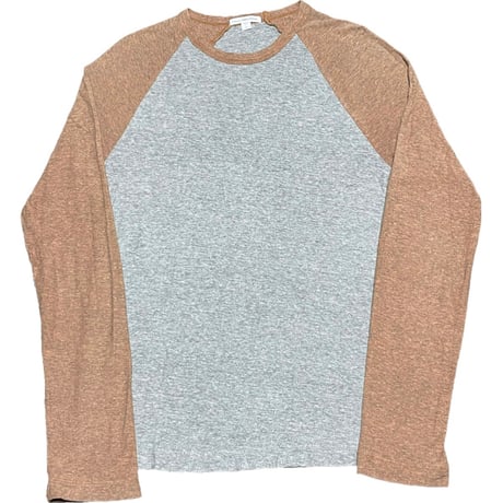 【TOMORROWLAND取り扱い】MADE IN USA製 STANDARD JAMES PERSE 長袖ラグランTシャツ グレー×ブロンド 0/Sサイズ