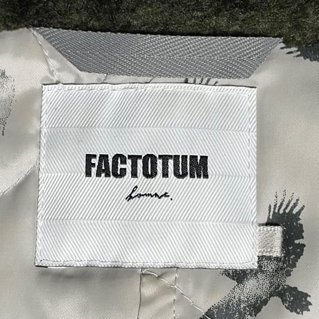 MADE IN JAPAN製 FACTOTUM homme 袖切り替え中綿ダッフルコート グレー×イエロー 44サイズ