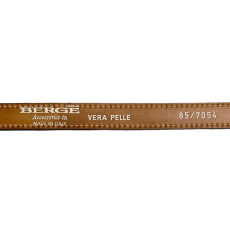 MADE IN ITALY製 BERGE VERA PELLE 型押しレザーベルト ブラック W85サイズ