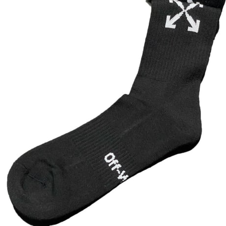 ★新品★ 箱付き MADE IN ITALY製 2021-22FW OFF-WHITE ソックス ARROW SPORT SOCKS BLACK WHITE OMRA024F21KNI0011001