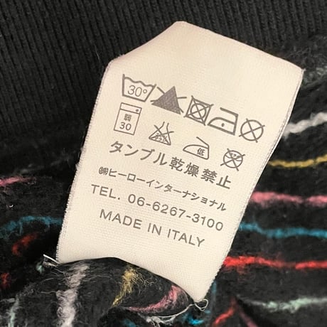 MADE IN ITALY製 FRANKLIN MARSHALL ボーダー柄プルオーバーパーカー ブラック Sサイズ