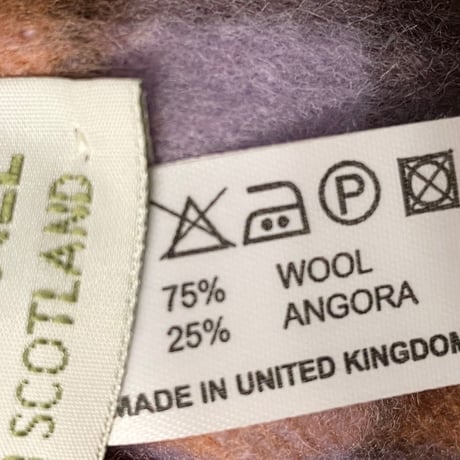 MADE IN SCOTLAND製 KENSPECKLE チェック柄ウールアンゴラマフラー ブラウン×パープル
