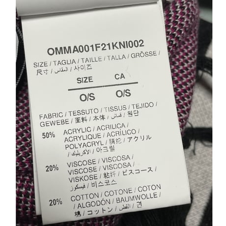 ★新品★ MADE IN ITALY製 2021-22FW OFF-WHITE ARROWS SCARF BLACK FUCHSIA マフラー ホワイト×ブラック