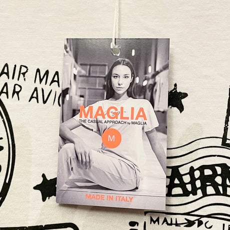 ★新品★ MADE IN ITALY製 MAGLIA 2024年SSモデル 「VIAGGIO」 ロゴプリント クルーネックTシャツ ホワイト S～Lサイズ