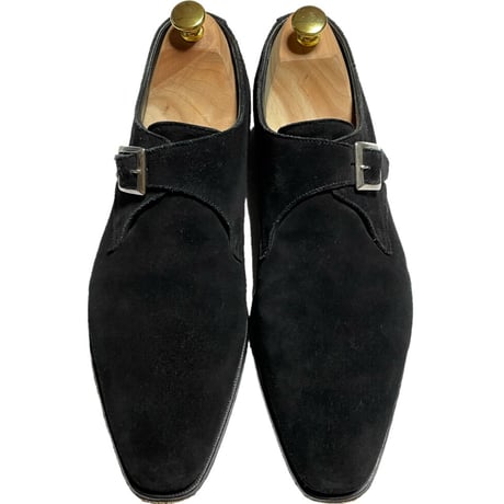 MADE IN ENGLAND製 CROCKETT & JONES MITCHELL スウェードモンクストラップシューズ ブラック 8 1/2 E/27cmサイズ