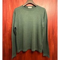 ▲訳あり商品▲ MADE IN ENGLAND製 JOHN SMEDLEY クルーネックウールコットンセーター グリーン Sサイズ