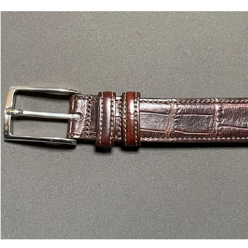 Felisi クロコ型押しレザーベルト 42-75 ダークブラウン Felisi クロコ型押しレザーベルト 42-75 ダークブラウン