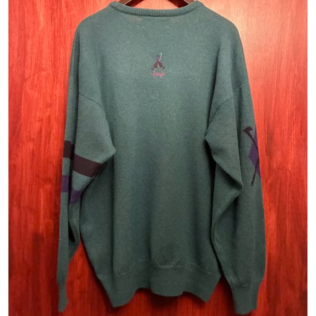MADE IN SCOTLAND製 90s Pringle SPORTS Nick Faldo クルーネックウールセーター グリーン Lサイズ