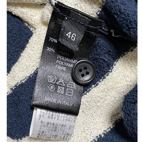 【BEAMS取り扱い】MADE IN ITALY製 roberto collina 半袖パイルポロシャツ ネイビー×アイボリー 46サイズ