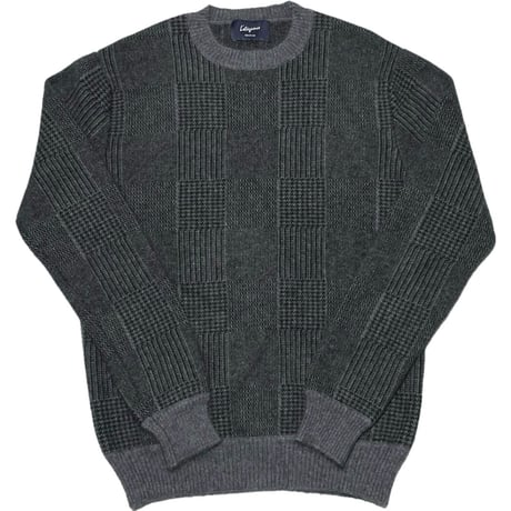 ▲訳あり商品▲ EDIFICE Lelegance ブロックチェック柄ウールアンゴラセーター チャコールグレー 46サイズ