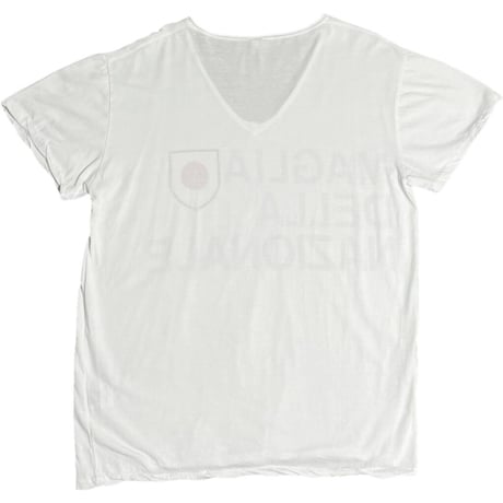 MADE IN ITALY製 MAGLIA「MAGLIA DELLA NAZIONALE」ロゴプリント VネックTシャツ ホワイト Mサイズ