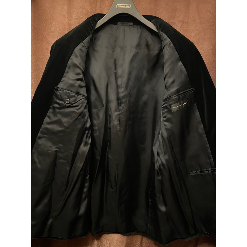 MADE IN ITALY製 RALPH LAUREN ベルベットテーラードジャケット ブラッ