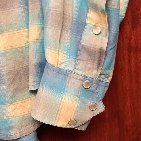 MADE IN USA製 Rockmount Ranch Wear チェック柄長袖ウエスタンシャツ ブルー 15 1/2サイズ