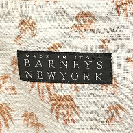 MADE IN ITALY製 BARNEYS NEWYORK 長袖リネンアロハウエスタンシャツ ホワイト 40-15 3/4サイズ