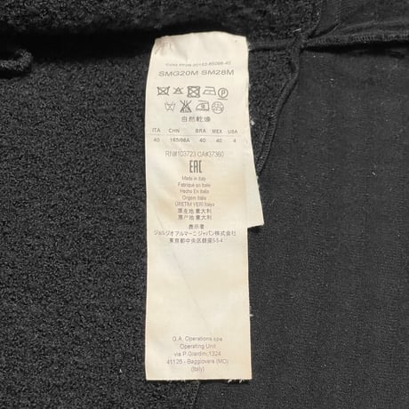 MADE IN ITALY製 ARMANI COLLEZIONI パイルニットウールジャケット ブラック 40サイズ