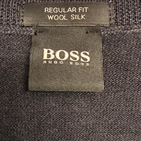 HUGO BOSS クルーネックウールシルクセーター チャコールグレー Sサイズ