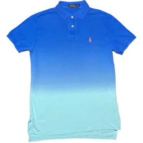 POLO RALPH LAUREN グラデーション半袖鹿の子ポロシャツ ブルー×サックス Sサイズ