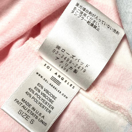 MADE IN USA製 SOL ANGELES ヨット柄昇華プリント半袖Tシャツ ピンク×スカイブルー Sサイズ
