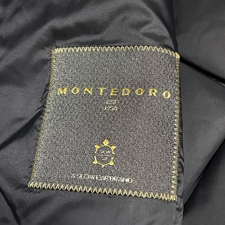 MADE IN ROMANIA製 MONTEDORO ドット柄ウールダウンベスト ネイビー 46サイズ