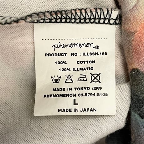 MADE IN JAPAN製 PHENOMENON 2009年モデル ウイルス柄プリントVネックTシャツ マルチカラー Lサイズ