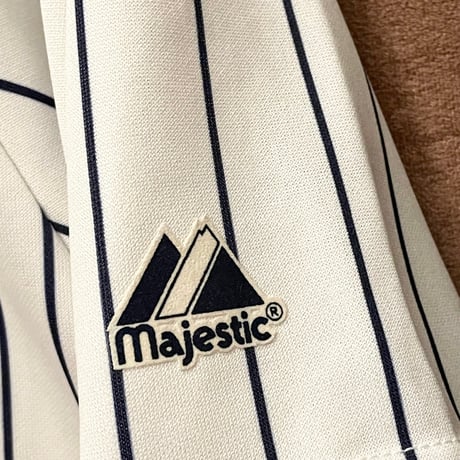 MADE IN USA製 Majestic NEW YORK YANKEES ピンストライプベースボールゲームジャージ Lサイズ