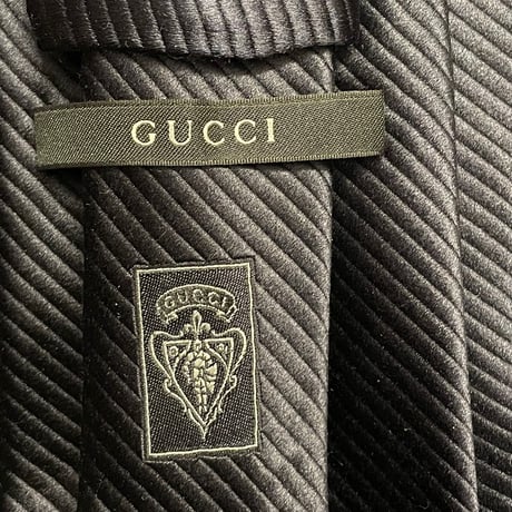 MADE IN ITALY製 GUCCI ソリッドシルクネクタイ ネイビー