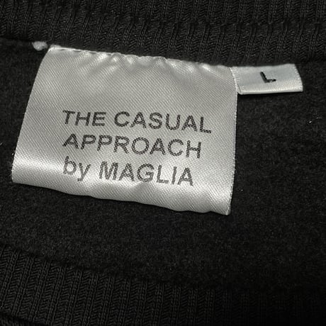 ★新品★ MADE IN ITALY製 MAGLIA 「PER LA NEVE」ロゴプリントリバーシブル裏起毛トレーナー ブラック M～XLサイズ ユニセックス