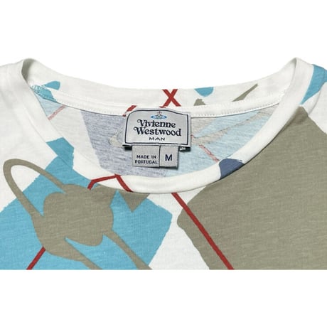 MADE IN PORTUGAL製 Vivienne Westwood MAN アーガイル柄半袖Tシャツ ホワイト Mサイズ
