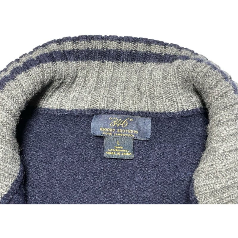 BROOKS BROTHERS 346 ハーフジップラムウールセーター ネイビー L