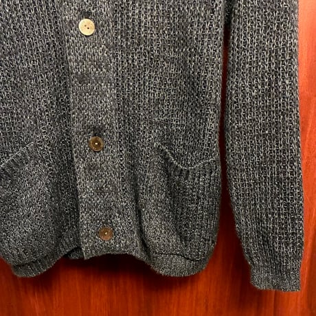 MADE IN JAPAN製 SOLIDO シルク混 ショールカラーニットカーディガン ネイビー 03サイズ