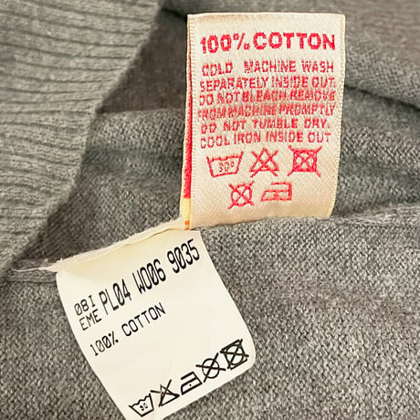 希少 MADE IN ITALY製 EVISU EU・ED ユーロエヴィス Vネックコットンセーター グレー Mサイズ