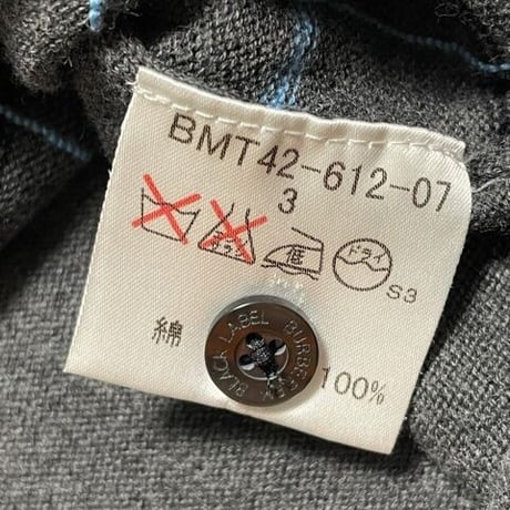BURBERRY BLACK LABEL チェック柄半袖ニットポロシャツ チャコールグレー 3/Lサイズ