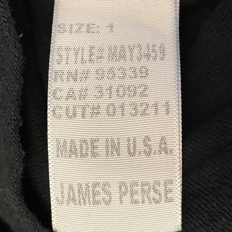 【TOMORROWLAND 取り扱い】 MADE IN USA製 STANDARD JAMES PERSE 半袖クルーネックTシャツ ブラック 1サイズ