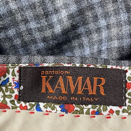 MADE IN ITALY製 KAMAR pantaloni チェック柄ウールスラックス グレー 46サイズ