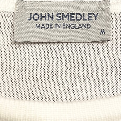 MADE IN ENGLAND製 JOHN SMEDLEY 半袖クルーネックニットシャツ ホワイト Mサイズ