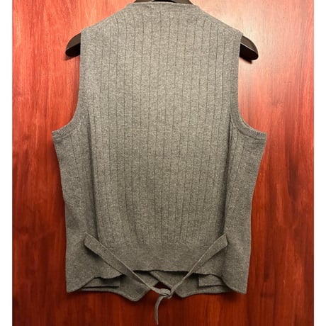 MADE IN ITALY製 Settefili Cashmere ウールカシミヤ ダブルニットジレベスト グレー M/50サイズ